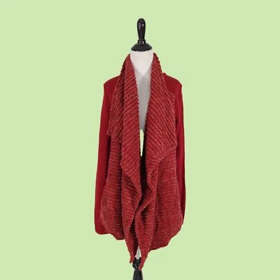 Cárdigan drapeado delantero abierto suéter tejido metálico Lucky Brand para mujer L Y2K Foto 1 de 4