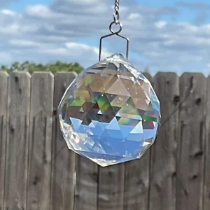 Sonnenfänger Kristall FACETTENKUGEL groß 40 mm klar Feng Shui Regenbogen Prisma Kugel - Bild 1 von 15