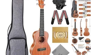 Soprano Ukulele 21 inch Professional Wooden ukelele Instrument Kit with 12 - Picture 1 of 7