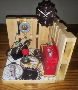 Miniature Motorcycle Mechanic Steampunk Diorama Hand-Crafted  - Picture 1 of 3
