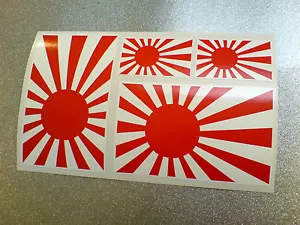 Japanese Japan Flag Stickers Rising Sun Set of 4 - 100mm & 50mm Car Van Truck - Picture 1 of 1