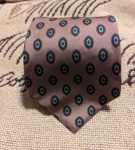 Cravatta Abito VINTAGE Christian Dior Monsieur Seta Adulto Uomo Italia Stampa Medaglione