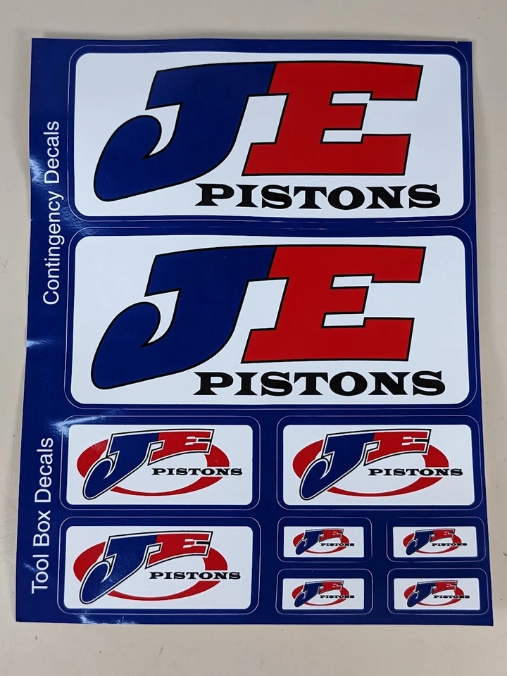 Juego de 9 calcomanías adhesivas de vinilo JE Pistons Racing 7,5" 3,5" ventana coche camión Foto 1 de 1