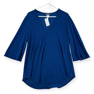 NWT Jordan Taylor Blouse Womens Large 3/4 Sleeve V Neck Textured Stretchy Top - Picture 1 of 6