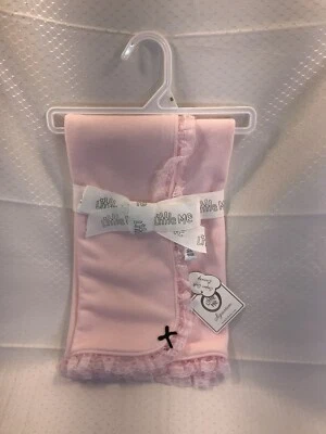 Little Me Infant Girl Bebé Manta Lovey Seguridad Rosa Volantes Borde Negro Lazo  Foto 1 de 4