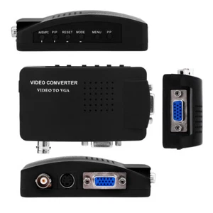 Adattatore convertitore video composito TV BNC S-video a VGA per DVR US EU AU UK spina - Foto 1 di 10