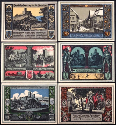 BOLKENHAIN / BOLKÓW 1922 "Caballeros y Castillos" Serie Completa Color Notgeld Foto 1 de 2