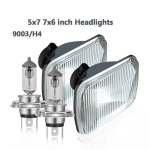 Pair 5X7" 7x6 inch Rectangle Halogen Headlights For Toyota Pickup Truck 4X4WD - Picture 1 of 17