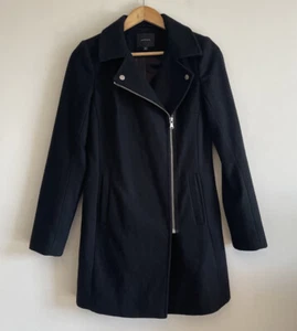 Portmans Ladies Jacket Size 6 black wool blend duffle coat swing pockets lined - Picture 1 of 13
