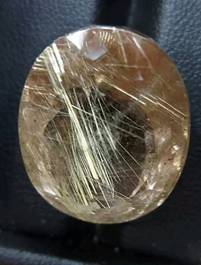 Intense gold rutile quartz gemstone - faceted natural rutilated Quartz 38.45 CTS - Picture 1 of 14