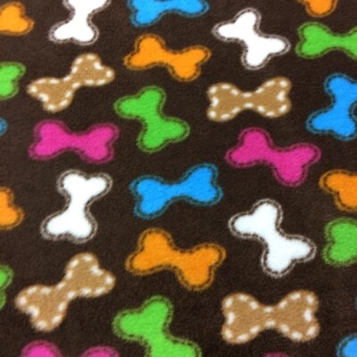 Huesos de perro coloridos en tela polar antipíldora marrón por yarda ENVÍO GRATUITO Foto 1 de 2