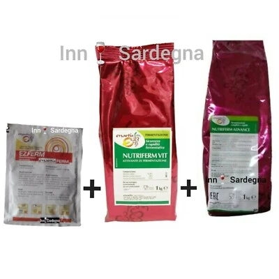 ENARTIS Kit fermentazione vino rosso bianco 50 g lievito + 1kg attivante +1 kg nutriente