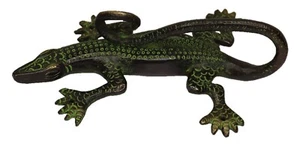 Big Lizard Wall Decor Figure Statue Antique Style Handcrafted Brass Door Handle - Picture 1 of 13