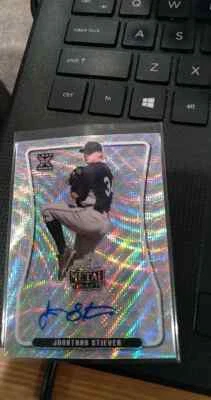 2020 Leaf Metal Draft Jonathan Stiever silver wave auto White Sox - Image 1 of 2