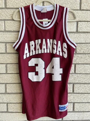 Vintage Arkansas Razorbacks College Basketball Jersey #34 Majestic Size Medium Cover