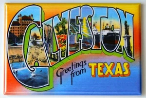 Greetings from Galveston Texas FRIDGE MAGNET travel souvenir "style B" - Picture 1 of 3