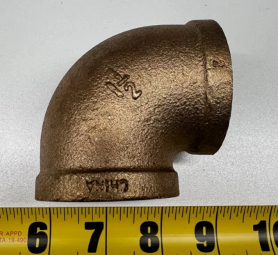 1-1/2" Midland Industries 90° Elbow 44107LF Bronze Threaded NPT Lead Free New - Image 1 of 3