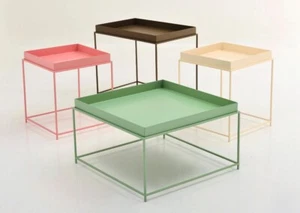 Set of 3 Elpha Steel Tray Coffee n Side Table Living Room Modern Contemporary - Picture 1 of 11