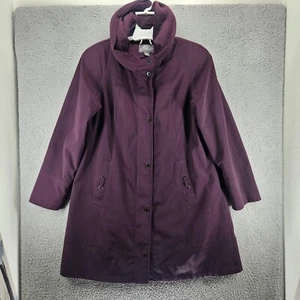 Gallery New York Coat Women Size Small Pleated Hood Zipper Snap Cherry Purple - Picture 1 of 18