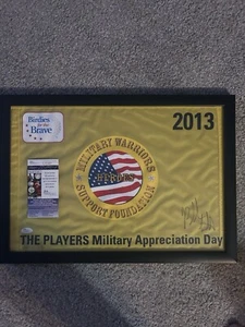 Framed Bubba Watson Signed Flag ( 2013 The Players Military Appreciation Day) - Picture 1 of 1