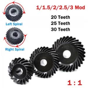 1:1 Sprial Bevel Gear 1/1.5/2/2.5/3 Mod Left/Right Spiral 45#Steel 20/25/30Teeth - Picture 1 of 10