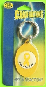 SUPPORT OUR TROOPS Yellow Ribbon Patriotic Keychain Key Ring Chain Reactions NIP - Picture 1 of 1
