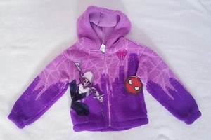 Gwen Stacy Spider GIRLS PLUSH SIZE LARGE 10/12 purple plush FULL ZIPPER - Picture 1 of 2