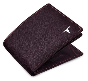 New Dark Brown Bi-Fold Leather Men's Wallet RFID Protection Gift Item - Picture 1 of 7