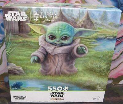 星球大战曼达洛人儿童 550 件拼图宝贝尤达 grogu kinkade 全新 — 第 1/4 张图片