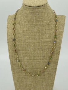 Pastel Bezel Glass Gold Tone Necklace Womens 20 Inch - Picture 1 of 11