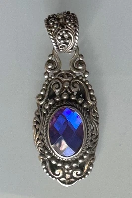 SARDA Bali 925 Sterling Silver Deep Blue Mystic Quarts Pendant only - Image 1 of 4
