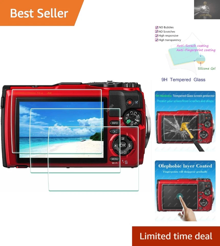 Protectores de pantalla de dureza 9H para cámaras Olympus serie TG - Paquete de 3 Foto 1 de 4