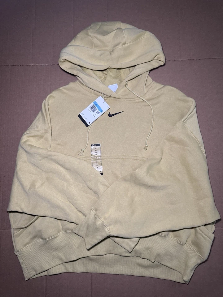 Nike Phoenix Fleece Oversized Hoodie DQ5858-720 Yellow Womens Size Medium