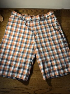 Slazenger Golfshorts Herren grau orange weiß kariert Größe 34, Schrittlänge 11" - Bild 1 von 11