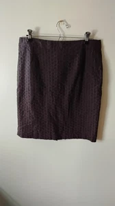 J Crew Skirt Size 8 Brown 100 % Cotton Lined Knee Length Textured  Beautiful... - Afbeelding 1 van 5