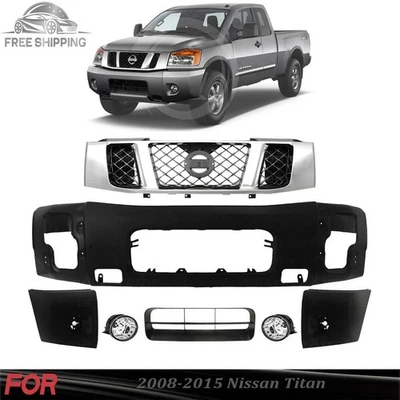 Front Bumper Face Bar Paintable Steel & Grille Chrome For 2008-2015 Nissan Titan Foto 1 de 4