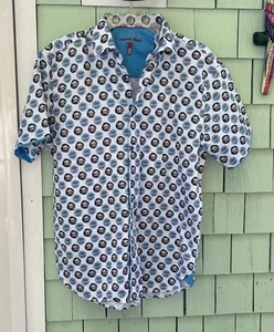 Visconti Black M multicolor skulls and fish short sleeve shirt - Picture 1 of 8