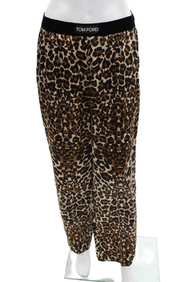 Pantalones Tom Ford Mujer Seda Estampado Animal Pierna Ancha Marrón Talla M Foto 1 de 4