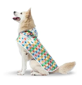 The Dodo Retro Rainy Days Raincoat Dog Apparel- Small Clear Rainbow  - Picture 1 of 6
