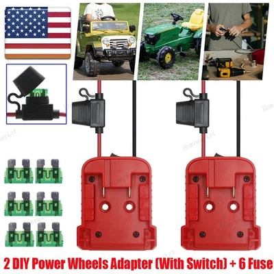 2x Battery Adapter Compatible with Milwaukee M18 Wiring 18V DIY Dock Power Wheel