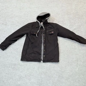 Dickies Full Zip Hooded Jacket Black / Grey Men Size Medium *Holes In Pockets* - Picture 1 of 7