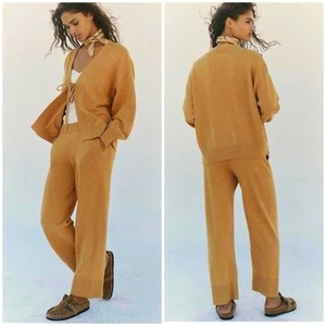 Free People Beach Solar Cardigan sweater pants set gold heather NWOT medium - Bild 1 von 16