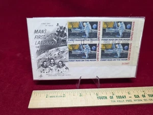 First Day Cover US Man on the Moon 1969 Rare Corner Block - Picture 1 of 4