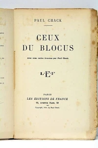 Paul CHACK Ceux du Blocu Édition originale sur grand papier Nº 453 Paris 1928 - Picture 1 of 8