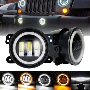 4inch Round LED Fog Lights Halo Angel Driving Lamp for JK TJ Jeep Wrangler 97-17 - Picture 1 of 14