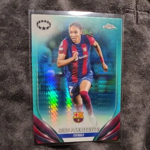 2023-24 TOPPS CHROME WOMENS UEFA SALMA PARALLUELO AQUA PRIZM #7 - Picture 1 of 2