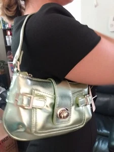 Vintage Metallic Green Small Handbag Purse 8"L NWT  - Picture 1 of 16