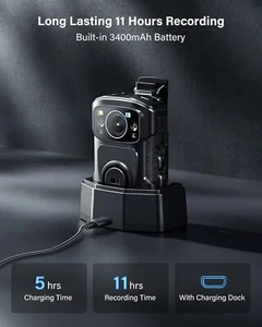 BOBLOV B4K5 256G 4K Body Camera Waterproof GPS Police Body Cams Video Recorder - Picture 1 of 9
