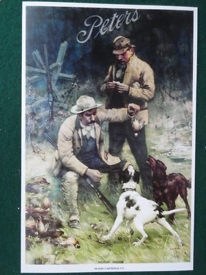 彼得斯卡带广告海报,标题为“Noon Hour”,旧时狩猎场景  — 第 1/3 张图片