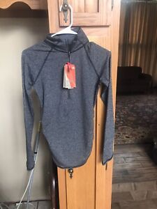 Womens The North Face 1/4 Zip Slim Fit Motivation Stripe Sz Xs Charcoal Nwt $65